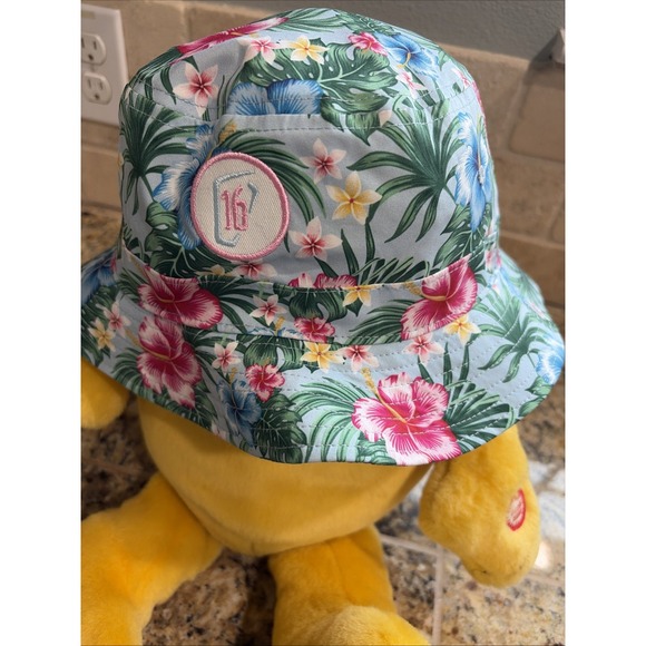 PUKKA Blue Hawaiian Tropical Palm Floral Flower Bucket Hat Accessory Adult S/M - Picture 3 of 11